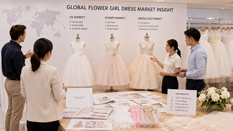 Flower girl dress preferences across US Europe and Middle East markets