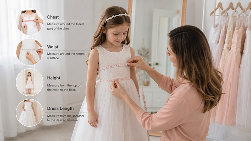 How to measure a flower girl for the correct dress size