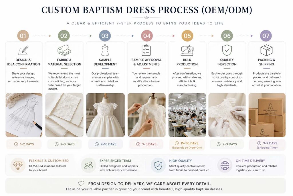 kids clothing OEM ODM process design sample production QC shipping workflow