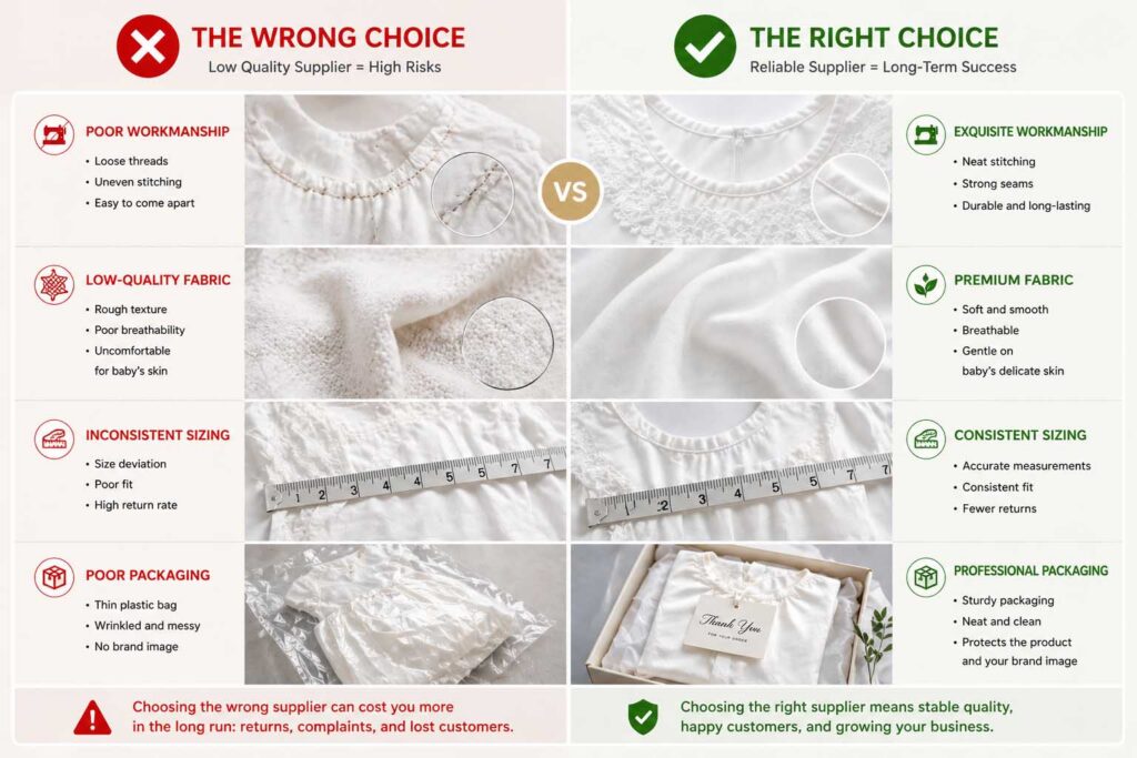 kids clothing quality comparison bad vs premium supplier mistakes sourcing