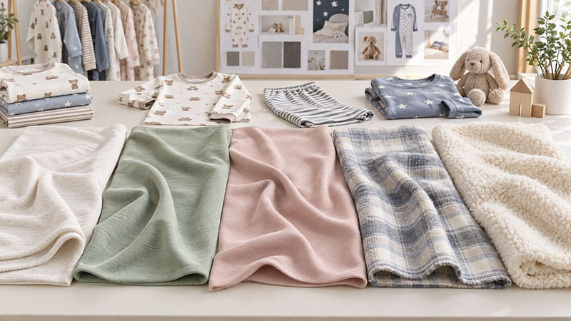 Cotton, bamboo, modal, flannel and fleece fabrics for kids' pajamas