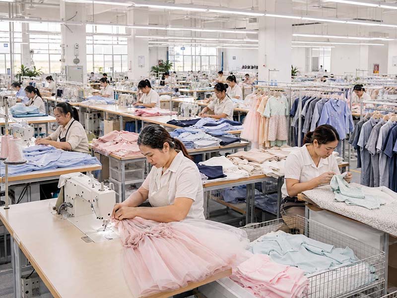 Children’s clothing factory handling stable bulk production for chain stores