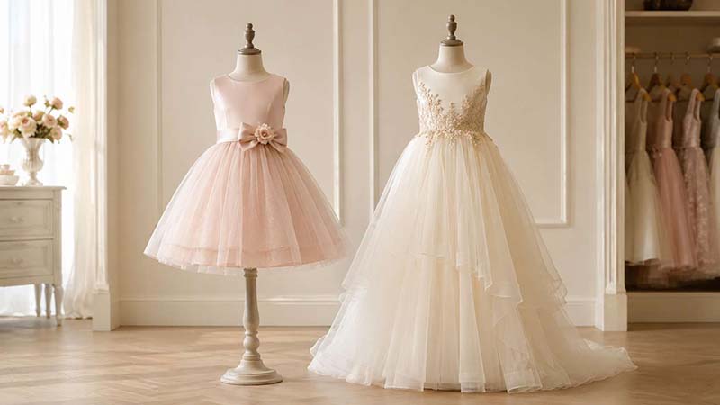 Knee-length vs floor-length girls' party dresses