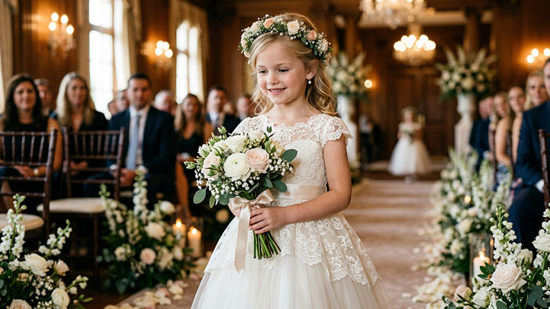 lace flower girl dress for wedding ceremony