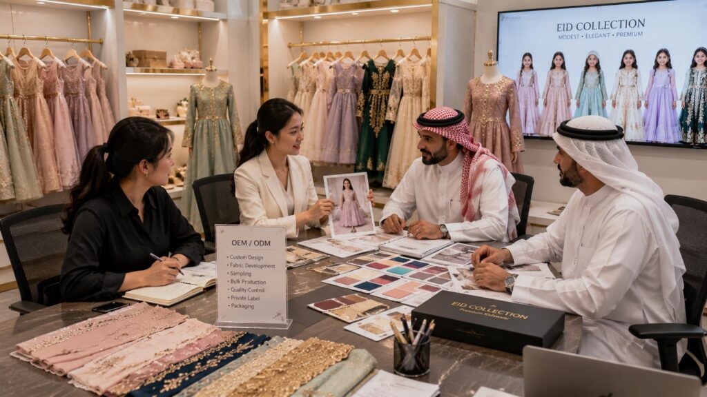 Wholesale Muslim girls dresses showroom for Middle East buyers