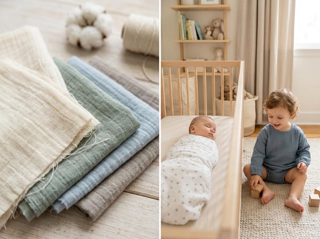 muslin fabric baby clothing breathable