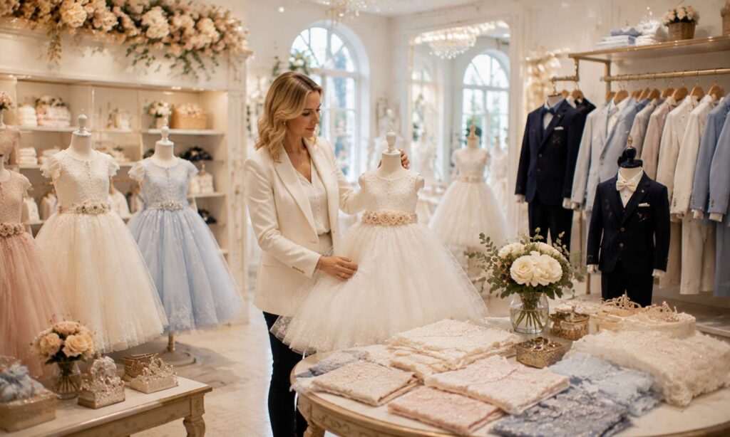 Children's occasionwear specialty store with flower girl dresses and formal suits