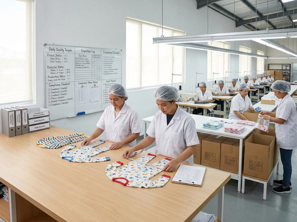 quality control inspection kids clothing factory