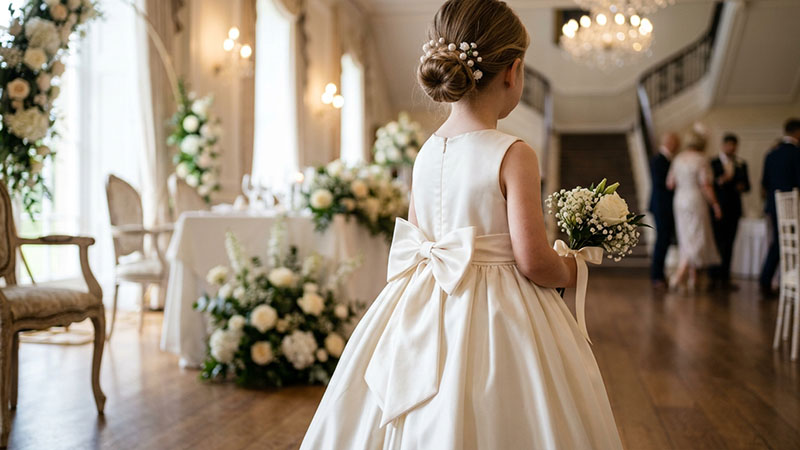 elegant satin flower girl dress