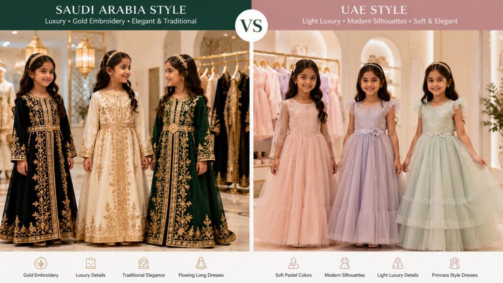 Saudi and UAE Muslim girls dress style differences
