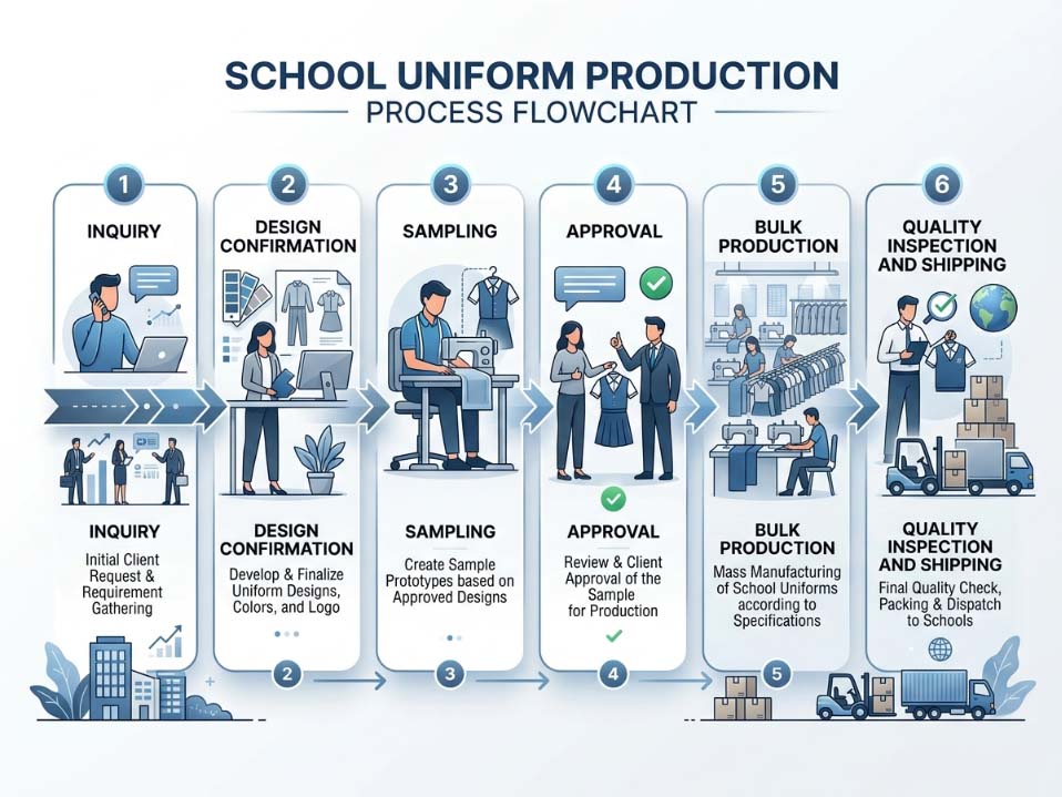 school uniform production process flowchart steps