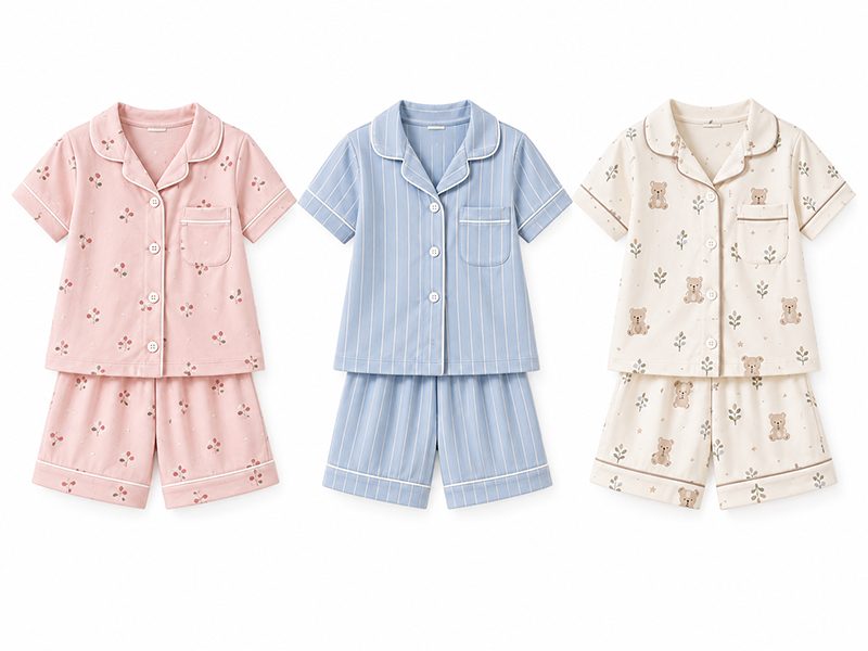 Kids’ short-sleeve pajama sets for warm weather