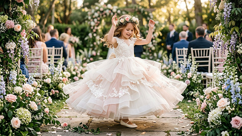 tulle princess flower girl dress for wedding